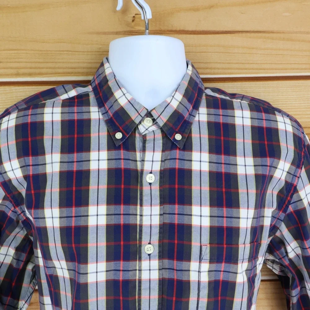 J. Crew Dress Shirt Tailored Fit Mens Size L Multicolor Plaid Button Down Collar